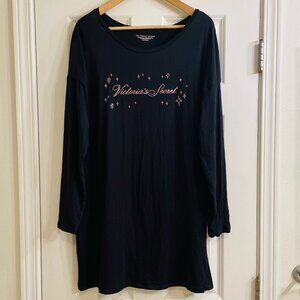 Victoria's Secret 100% Pima Cotton Sleepshirt - Long Sleeves - Black